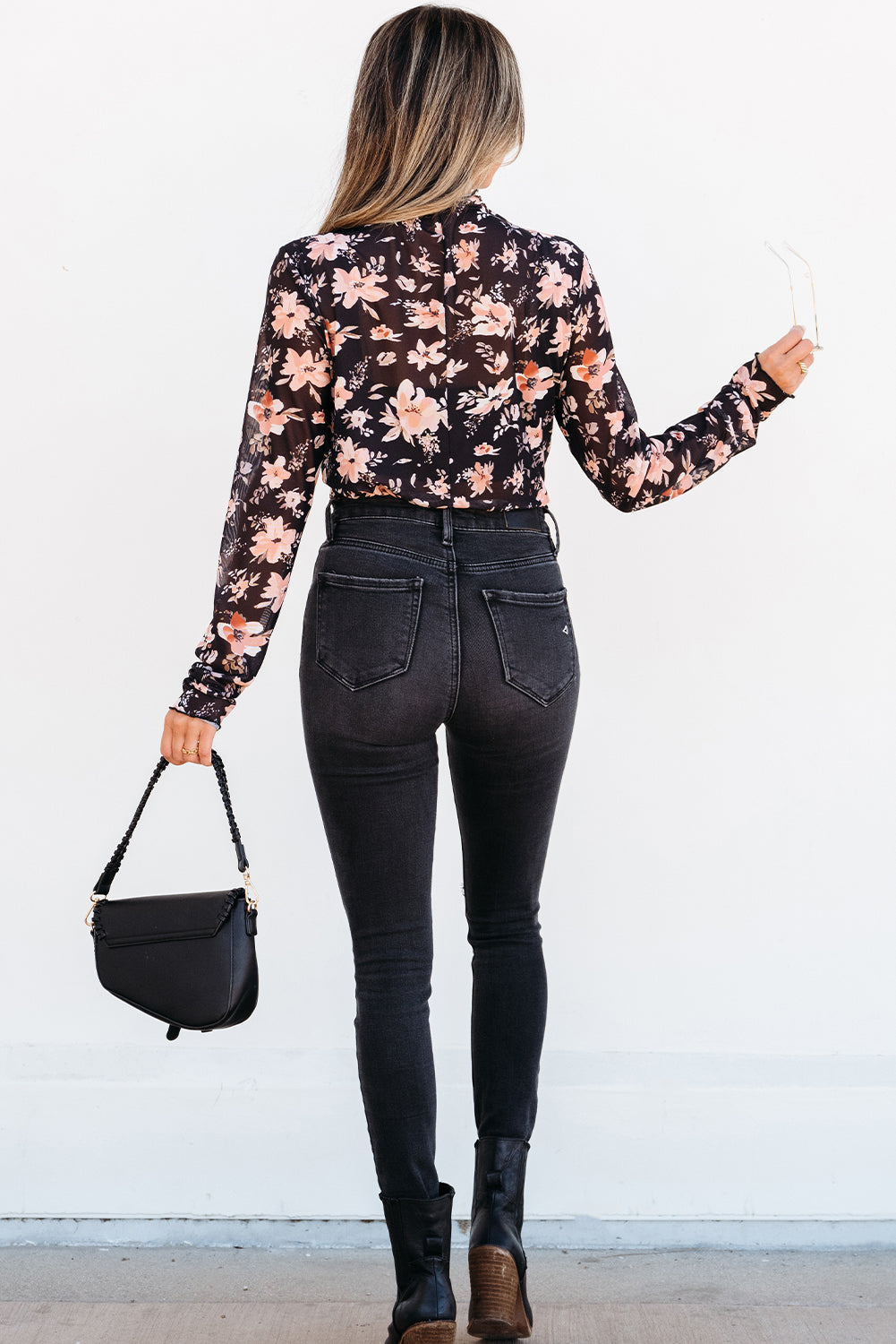 Floral Mesh Slim Fit Top Side View