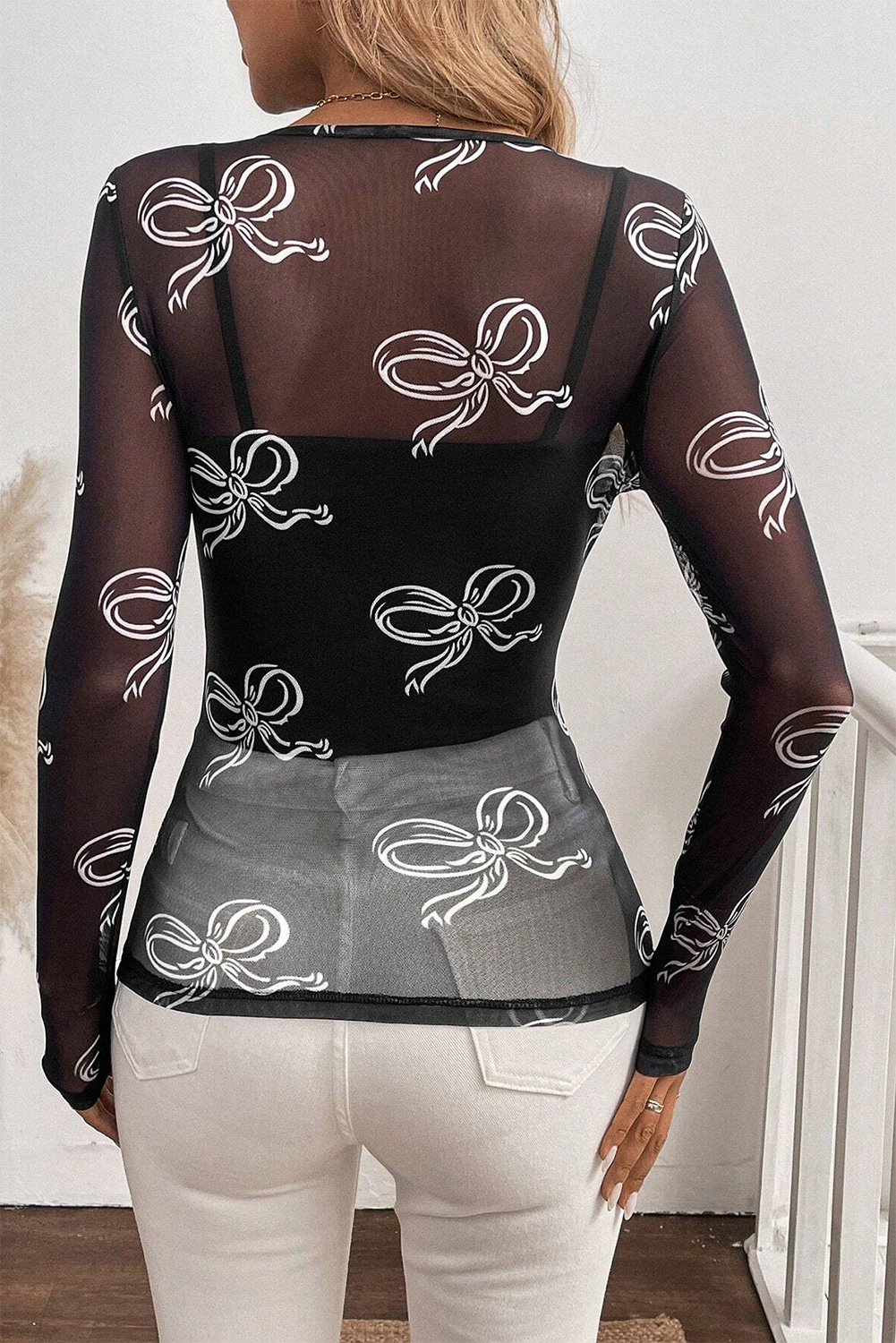 Back View Mesh Bow Top