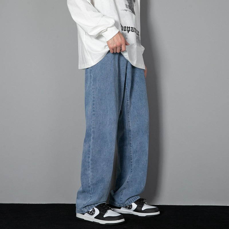 Wide Leg Denim Pants Front View