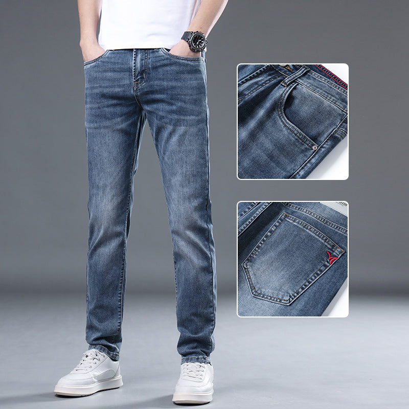Men Lightweight Stretch Jeans Front View
