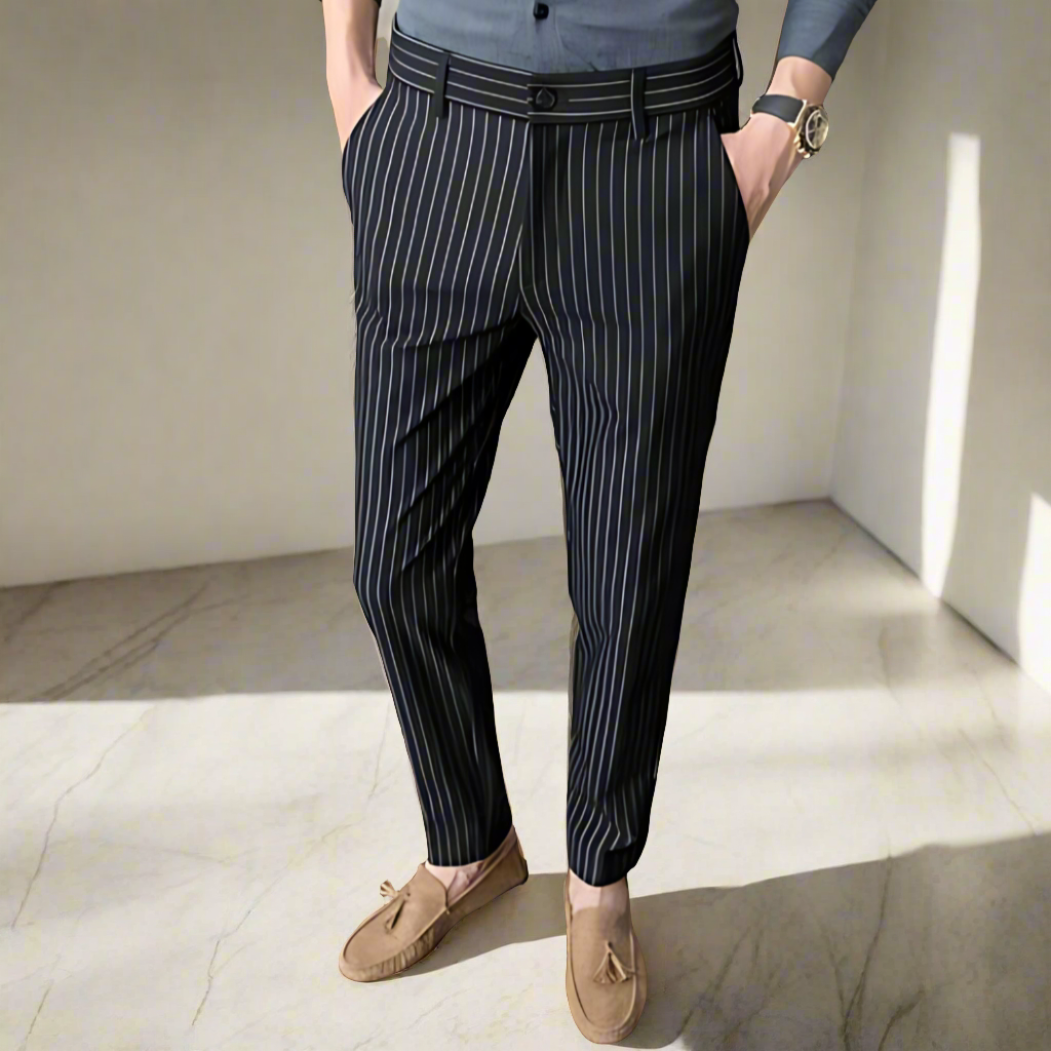 Back View Vertical Stripe Trousers