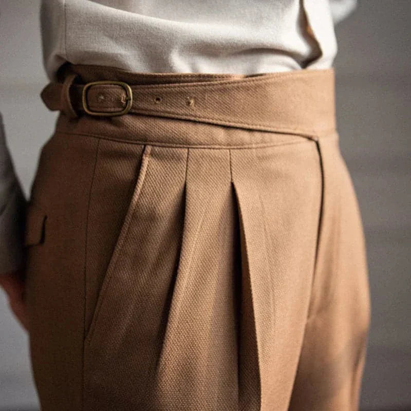 High Waist Pleated Trousers Side View