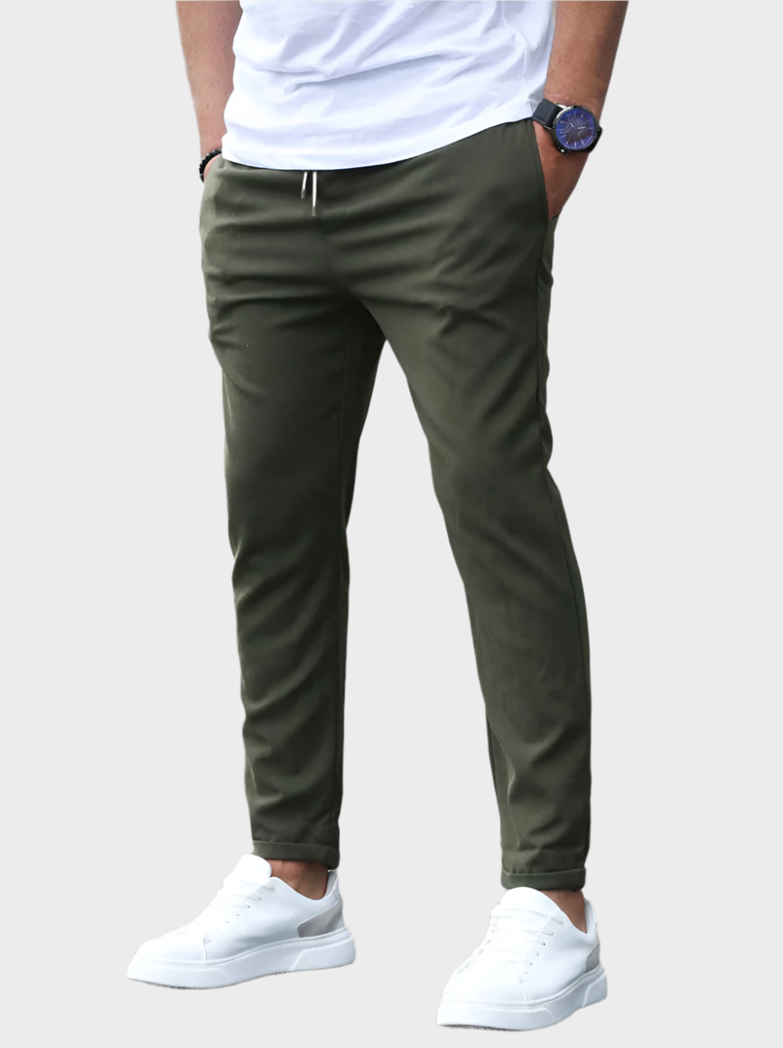 Modern Tapered Stretch Trousers Front View