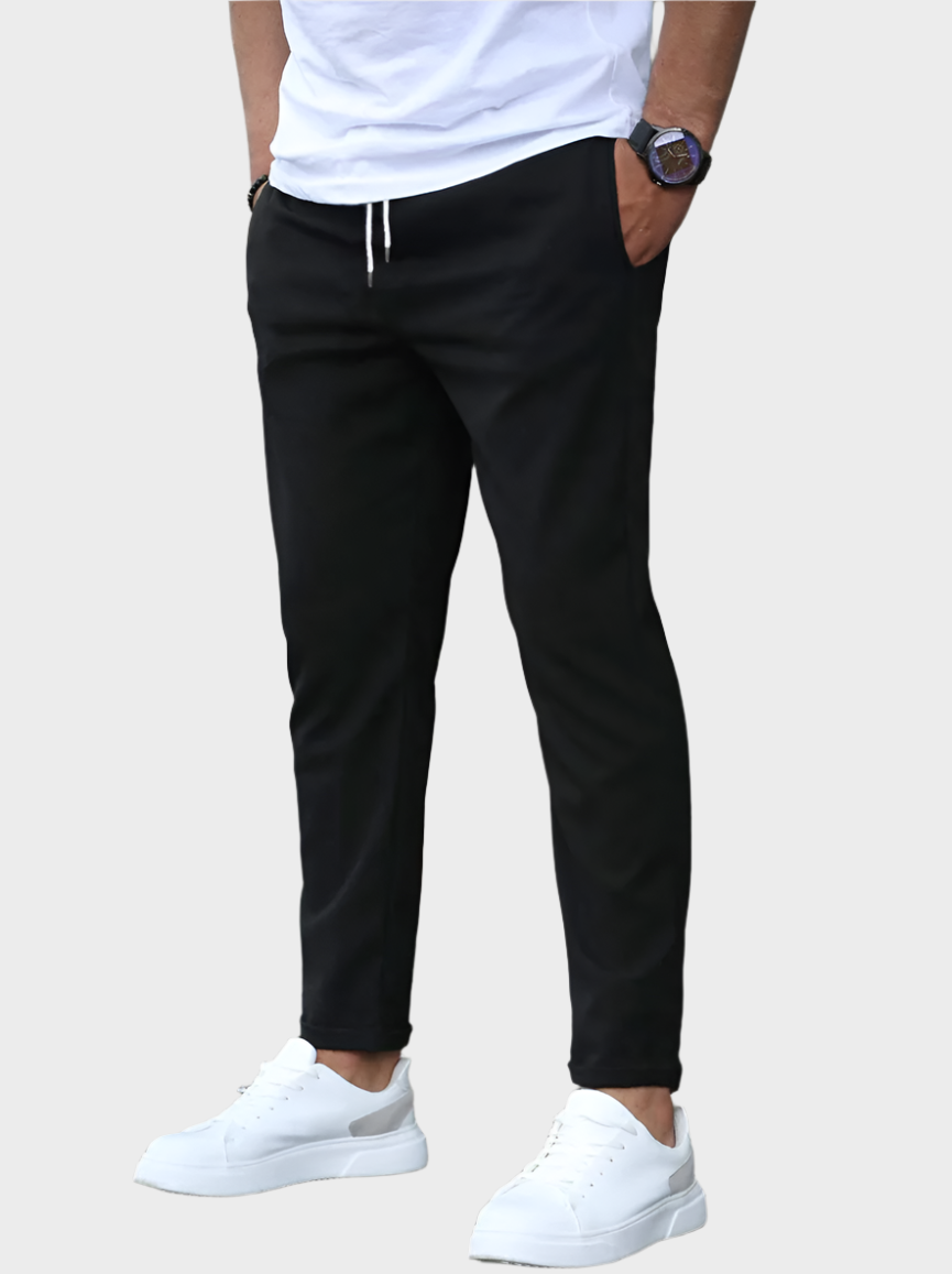Modern Tapered Stretch Trousers Side View