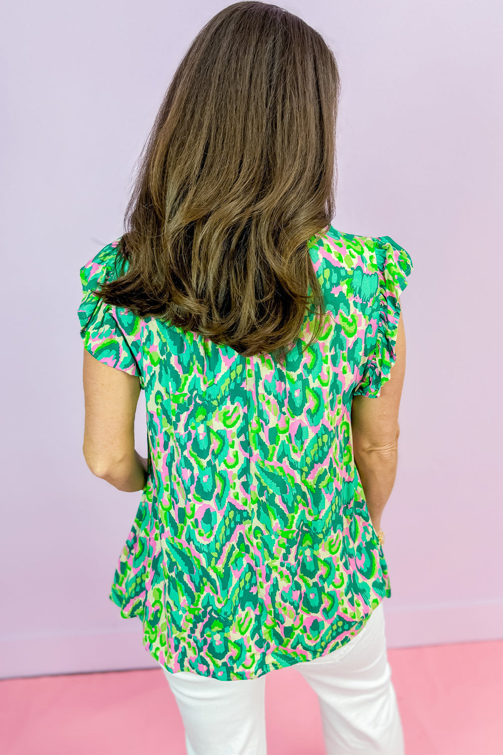 Back View of Printed Sleeveless Top